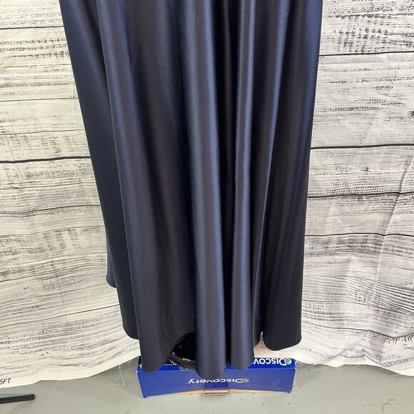 Stenay Dress size 14 Midnight Blue Satin Beaded Evening Wedding Formal Modest - Picture 11 of 16